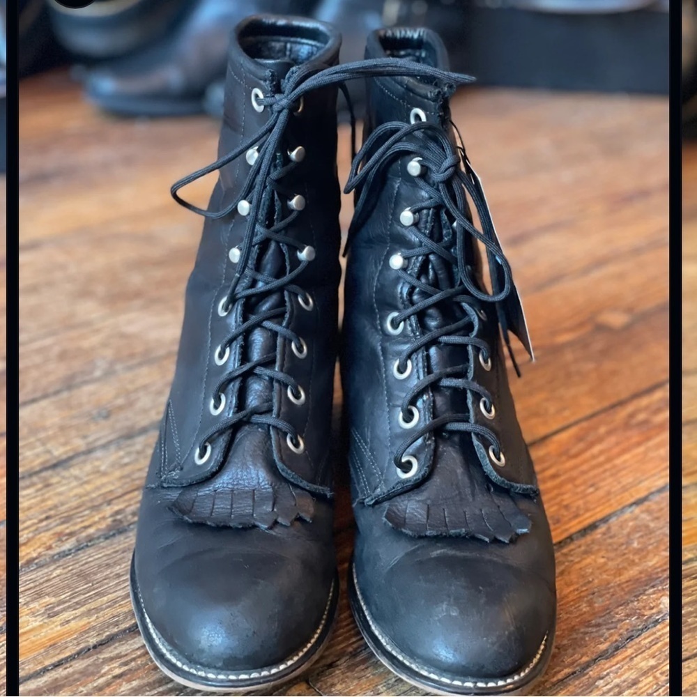 Black Classic Laredo Roper Boot- EUC Sz 5 Genuine leather☀️🖤 - Picture 12 of 14